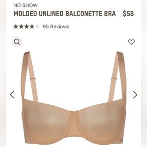 SKIMS Unlined Balconette Bra in Clay - never worn! 34DD